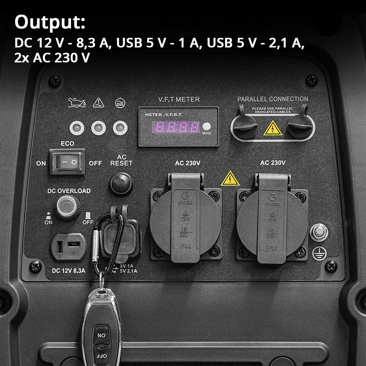 STAHLWERK Generador de gasolina IG-3500 ST de 3,5 kW / 4,76 PS, generador de corriente con inversor, generador eléctrico, grupo electrógeno de emergencia con mando a distancia y arranque eléctrico