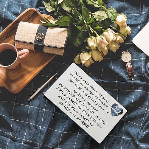 Miniatura 2 de YODOCAMP Regalos para papá de hija, tarjeta grabada para tarjetas de cartera, cumpleaños, día del padre, Acción de Gracias, Navidad, San Valentín,