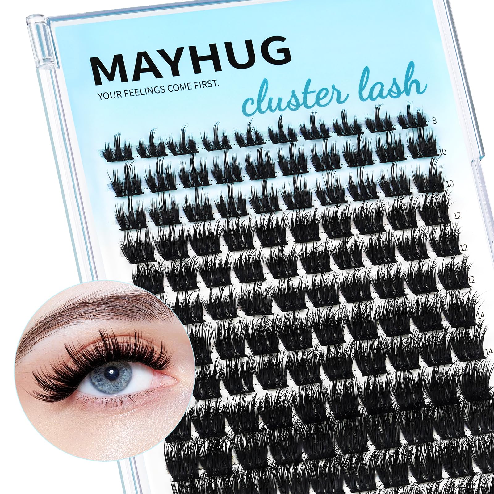 MayhugLash Clusters Wispy DIY Lash Extension 8-16mm Eyelash Clusters 120pcs Natural Cluster Lashes Individual Lashes Clusters at Home D Curl Fluffy Eyelash Extensions (Sweet Baby)