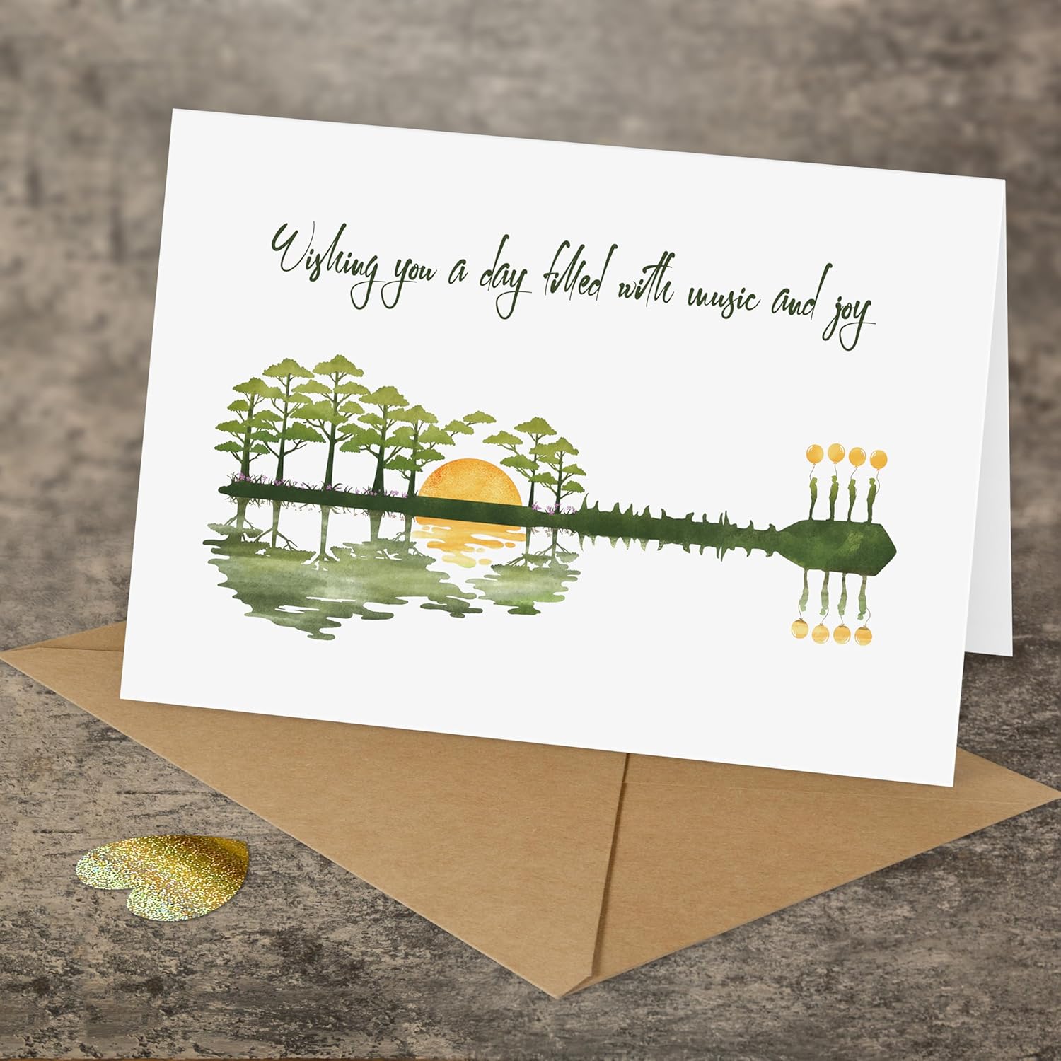 Musical Nature Guitar Greeting Card, Wishinig you a Day Filled With Music And Joy, Friends and Family - Celebrate Special Moments with Harmonious Surprises, Blank Inside for Birthday/Wedding/Anniversary - Image 5