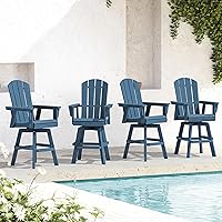 Vista 26 de SERWALL Silla de bar Adirondack giratoria de HDPE, silla Adirondack giratoria para balcón, taburetes de bar de altura de barra al aire libre