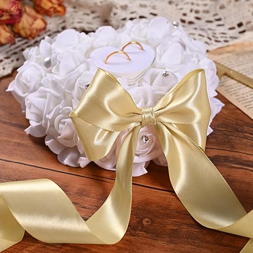 Miniatura 141 de Cinta de satén rosa polvoriento de doble cara de 1/4 pulgadas x 50 yardas, cintas de poliéster polvorientas para envolver regalos, cinta de tela