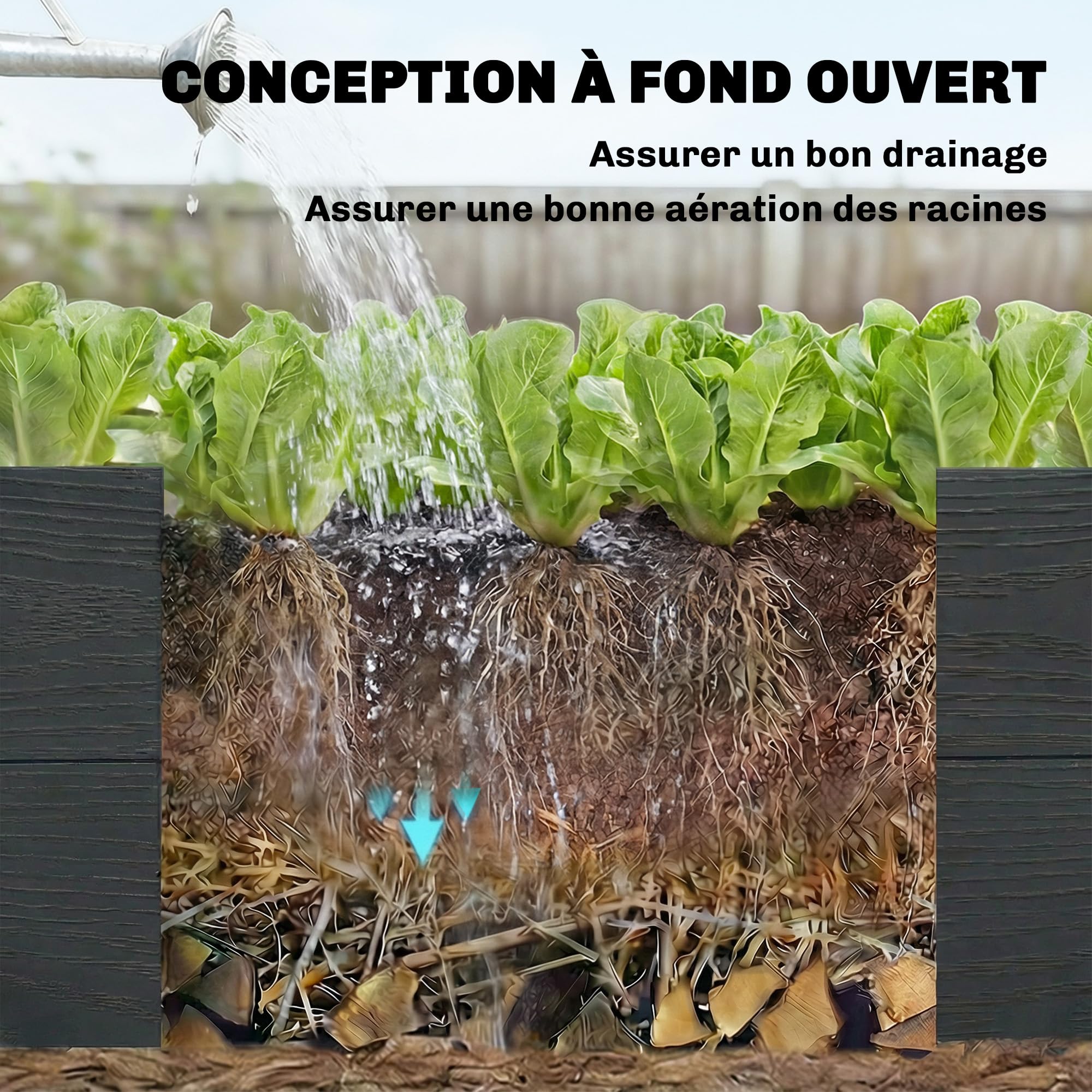 Outsunny Jardinière surélevée 3 Niveaux Fond Ouvert Potager Jardin 120x80x64 cm Effet Bois Gris