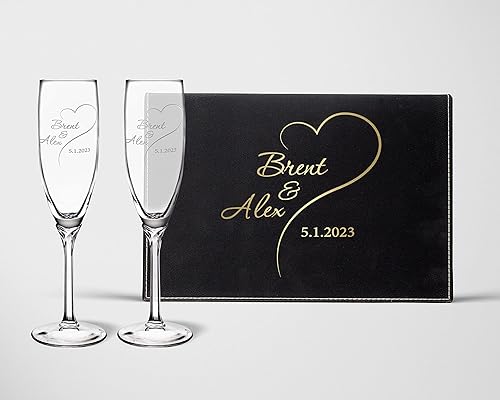 Miniatura 7 de Personalized Wedding Champagne Flutes - Anniversary Toasting glasses wedding Mr and Mrs Couples Wedding Gift Champagne Toasting Flutes Glasses (Half