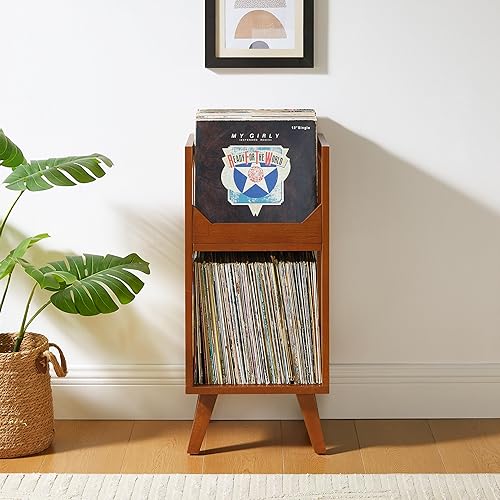 Miniatura 8 de Crosley Furniture Asheville - Soporte pequeño de discos moderno de mediados de siglo, almacenamiento de vinilo, con capacidad para hasta 130 discos,