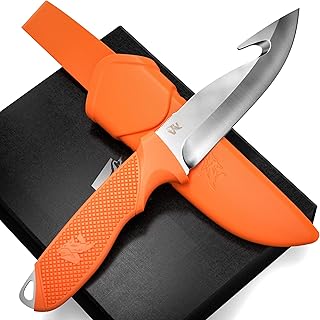 HUNTER 2 - Tactical Hunting Knife with Gut Hook - Deer Skinning Knife for Hunting - Buck Knife Fixed Blade with Sheath - Field Dressing Knive with Gutting Hook - Survival Knife with Sheath - ODENWOLF