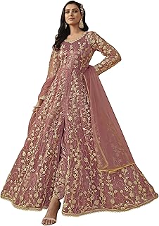 RUDRAPRAYAG Net And Santoon Embroidered Semi Stitched Anarkali Gown For Women