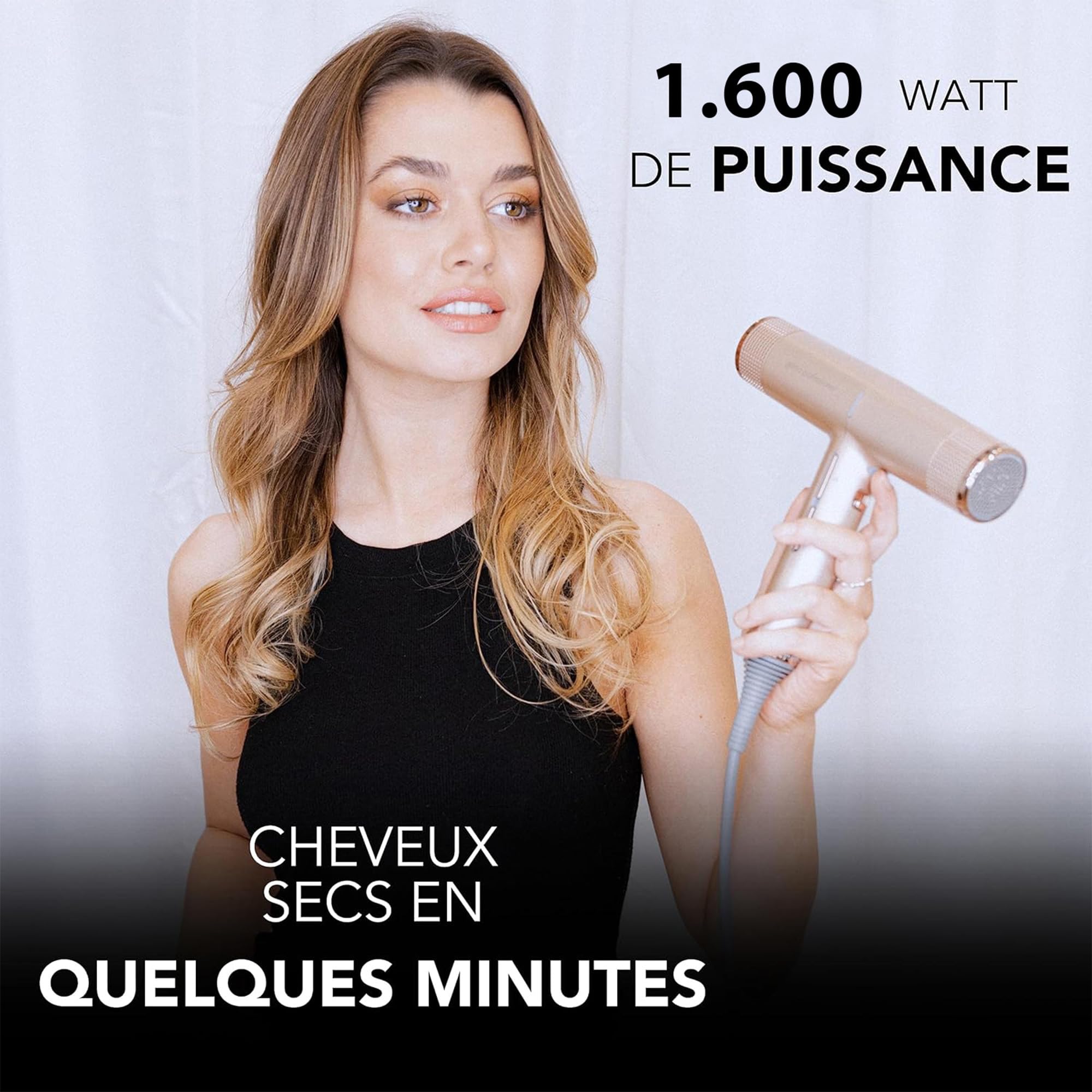 GA.MA Italy Professional, iQ Perfect Hair Dryer, sèche-cheveux ultraléger avec moteur intelligent sans balais, technologie Oxy-Active pour des cheveux brillants, puissance 1600 W, Gold Rose