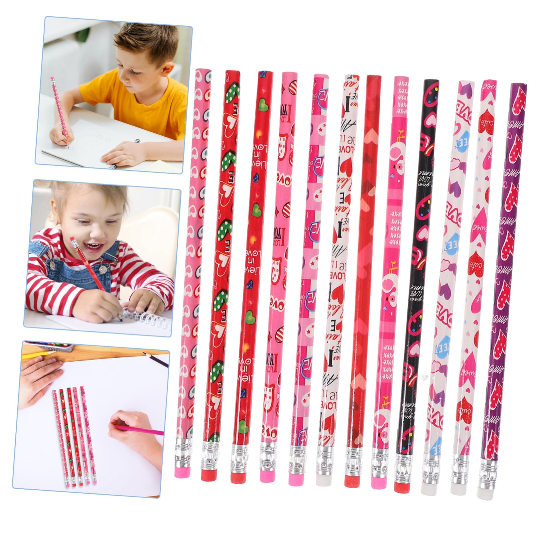 NUOBESTY 4 Ensembles Crayon Saint Valentin Crayons Pour Esquisse Crayons De Cœur Des Pastel Étui À Marqueurs À Croquis Multifonctions Stylo De Croquis La Gomme 48 Pièces * 4
