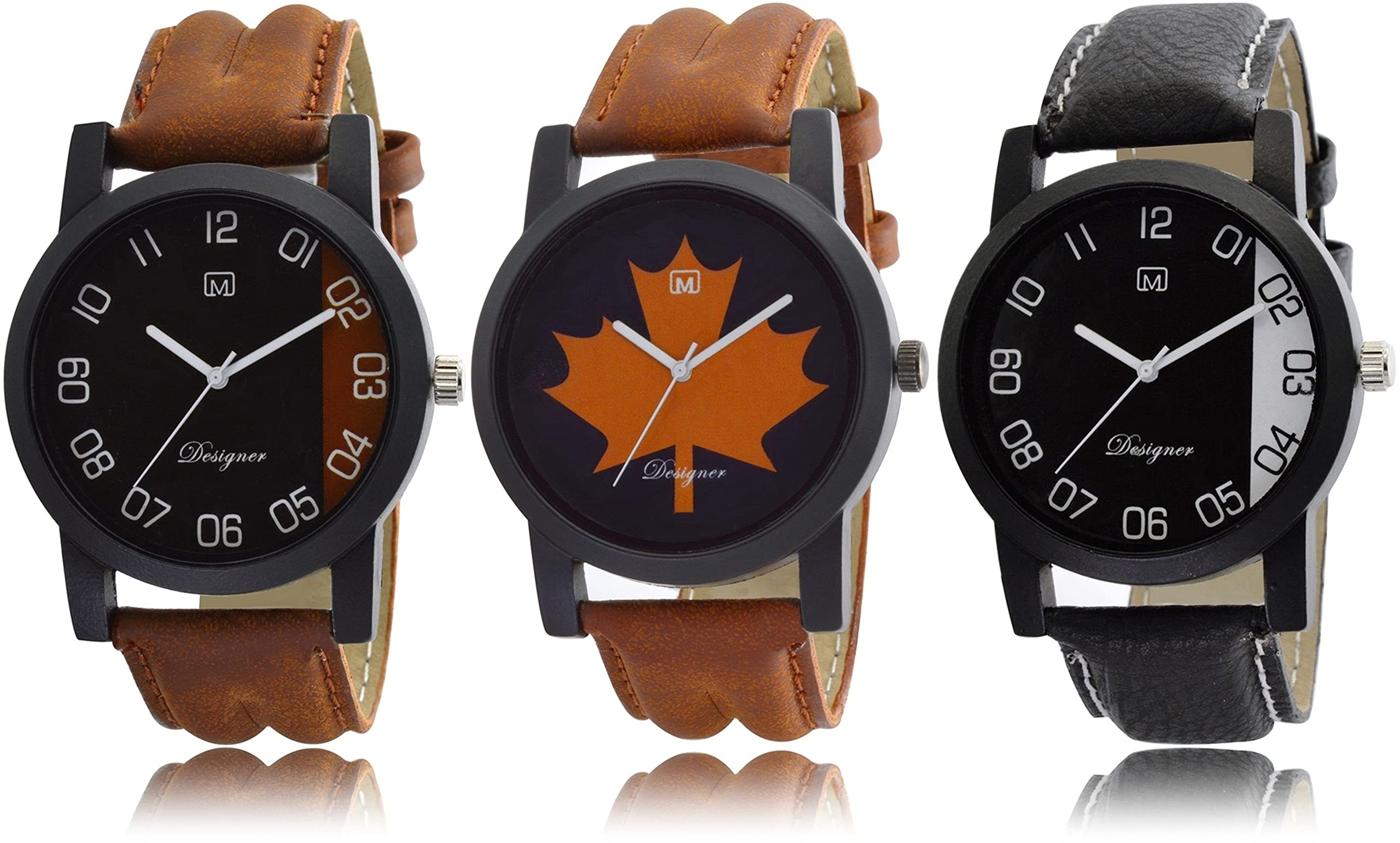 FEMEO Pack of 3 New Combo Multicolor Dial Watches for Man & Boys (B09KRW3Y8X) Amazon Price History, Amazon Price Tracker