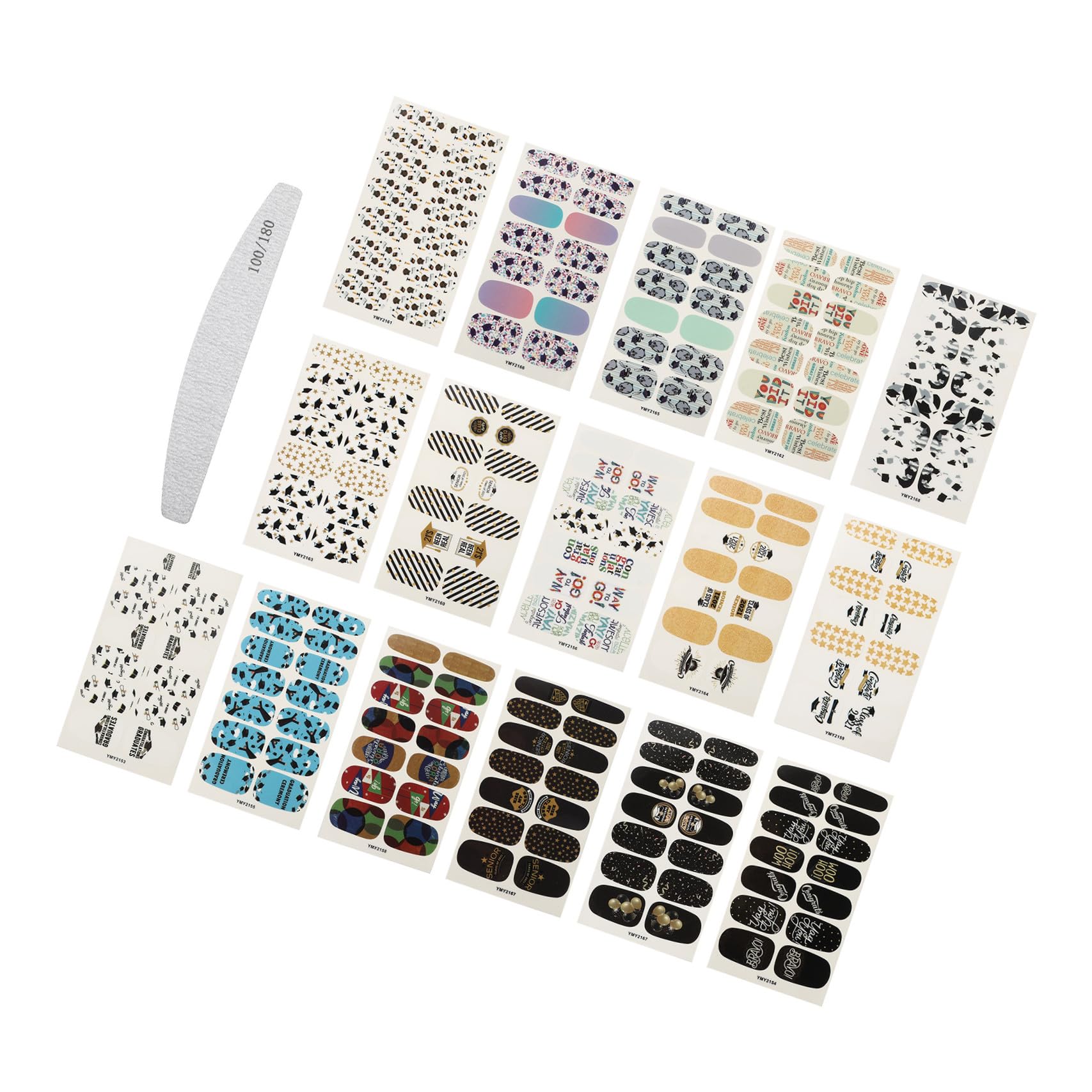 VALICLUD 3 Set Adesivi Per Unghie Francese Adesivi Per Chiodi Decorazioni Per Unghie Per Nail Art Toppe Per Unghie A Tema Laurea Decalcomanie Per Unghie A Tema Laurea Adesivo 16 Fogli*3