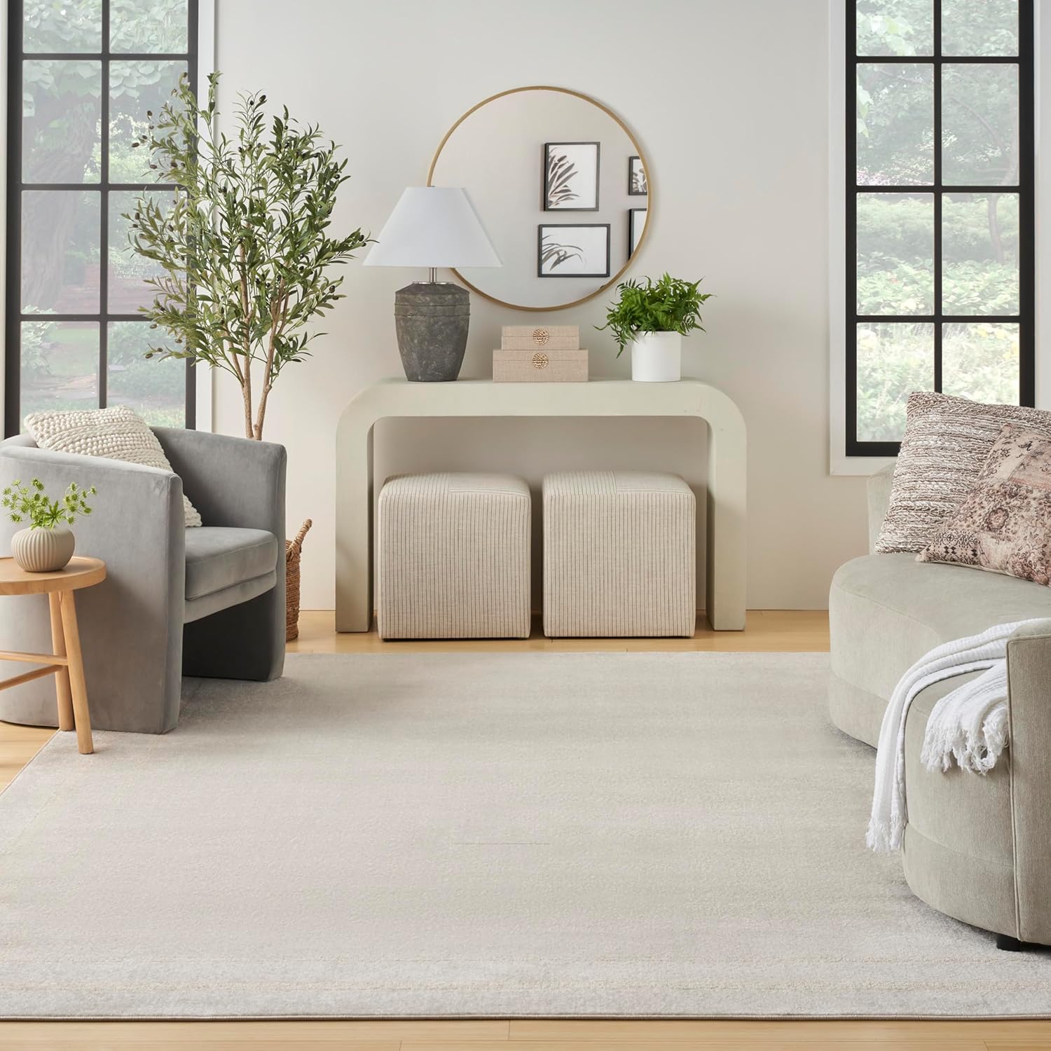 Ivory Gold 9' x 12' Rectangular Washable Outdoor Rug