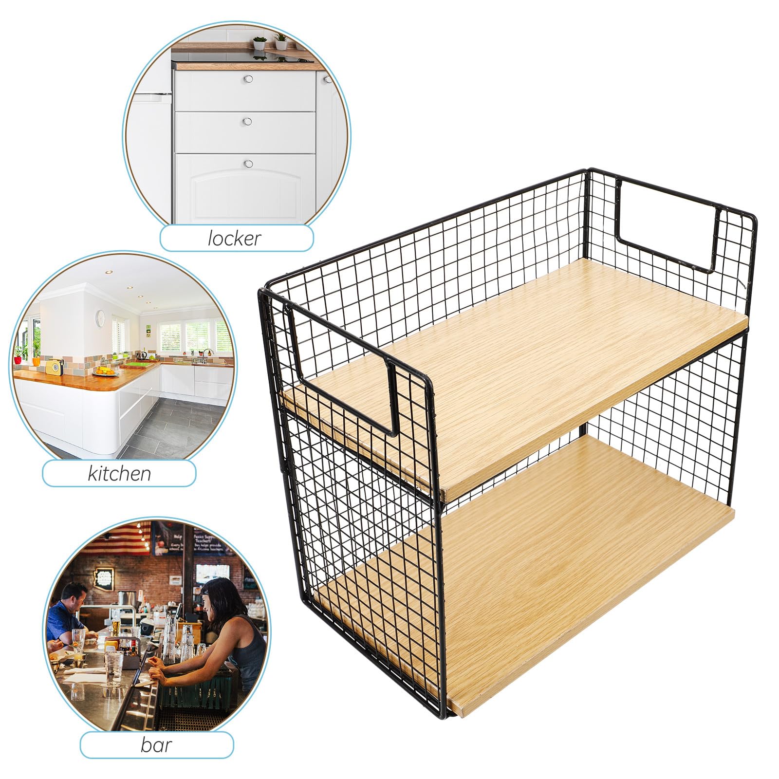 Veemoon 2-stufiges Holz Aufbewahrungsregal Küchenregal Organizer für Arbeitsplatte Multifunktional als Gewürz und Snackregal für Zuhause