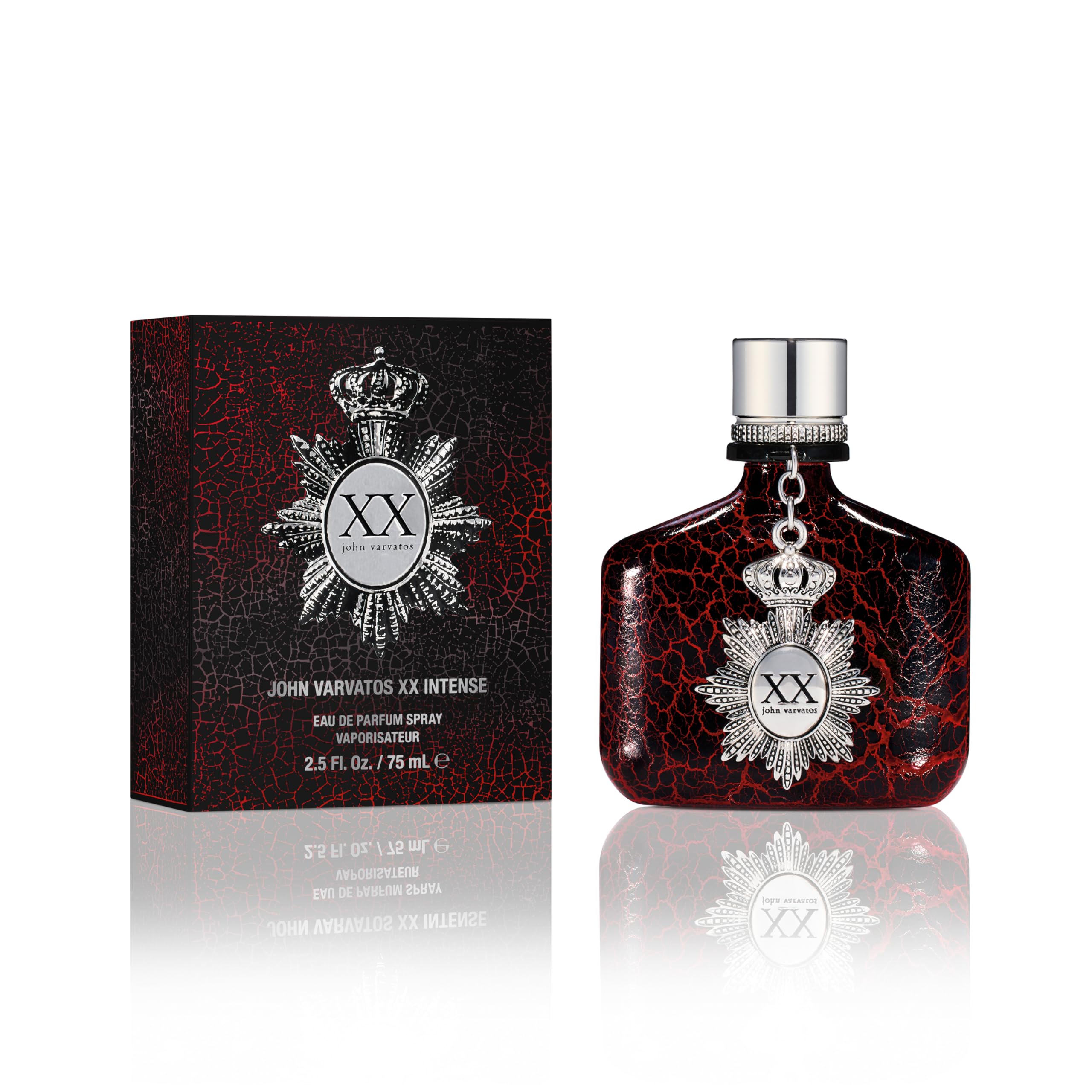 John Varvatos XX Intense Eau de Parfum Spray, Herrenduft, Holzig-amberner Duft mit Noten von Roter Ingwerblüte, Zedernholz und Tonkabohne, 75 ml