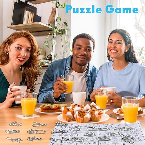 Miniatura 3 de Rompecabezas de metal para el cerebro de 72 piezas con bolsa, rompecabezas de metal para adultos, rompecabezas de cerebro de alambre IQ, juegos de