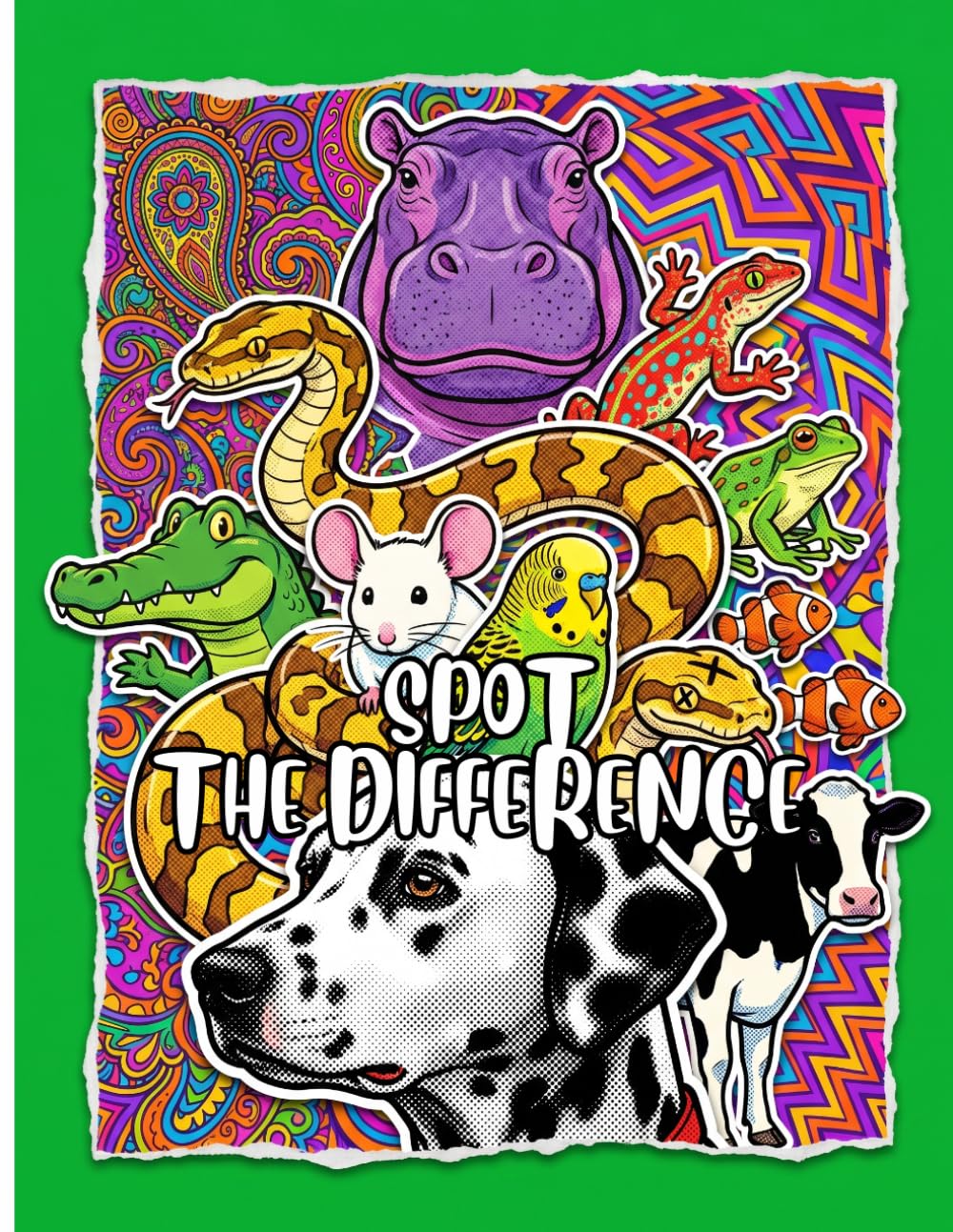 Spot the Difference Animal Puzzle Book: 100 Colorful Picture Puzzles for Adults, Teens, and Kids to Boost IQ, Relieve Stress, and Train Your Brain