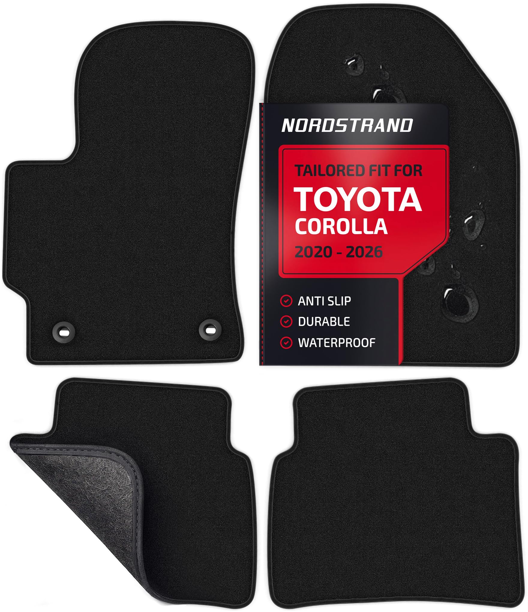 floor mats for toyota corolla 2019 2020 2021 2022 2023 2024 - custom 3d fit - 1st and 2nd row set - rubber anti-slip backing - heavy duty 30oz carpet mat - all weather car liner floormats