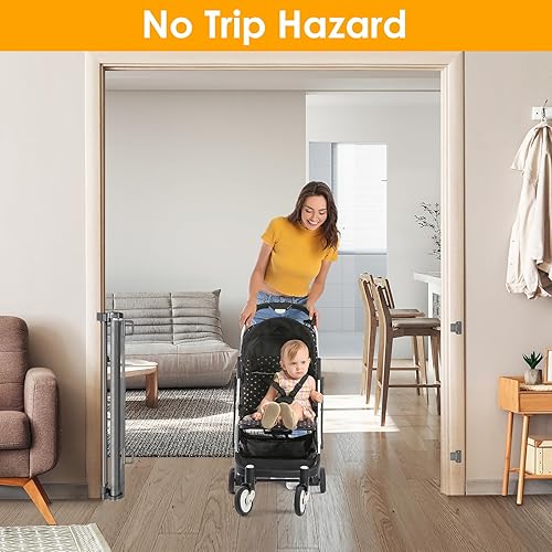 Miniatura 5 de Puerta retráctil para exteriores de 140 pulgadas para perros, puerta extra ancha para bebés, puertas retráctiles para perros, puerta extra ancha