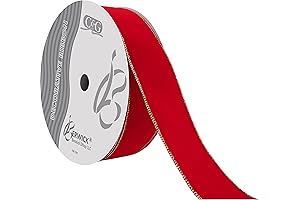 Vibrant Red Velvet Ribbon: Enhance Outdoor Décor with Berwick Offray's 50-Yard Spool