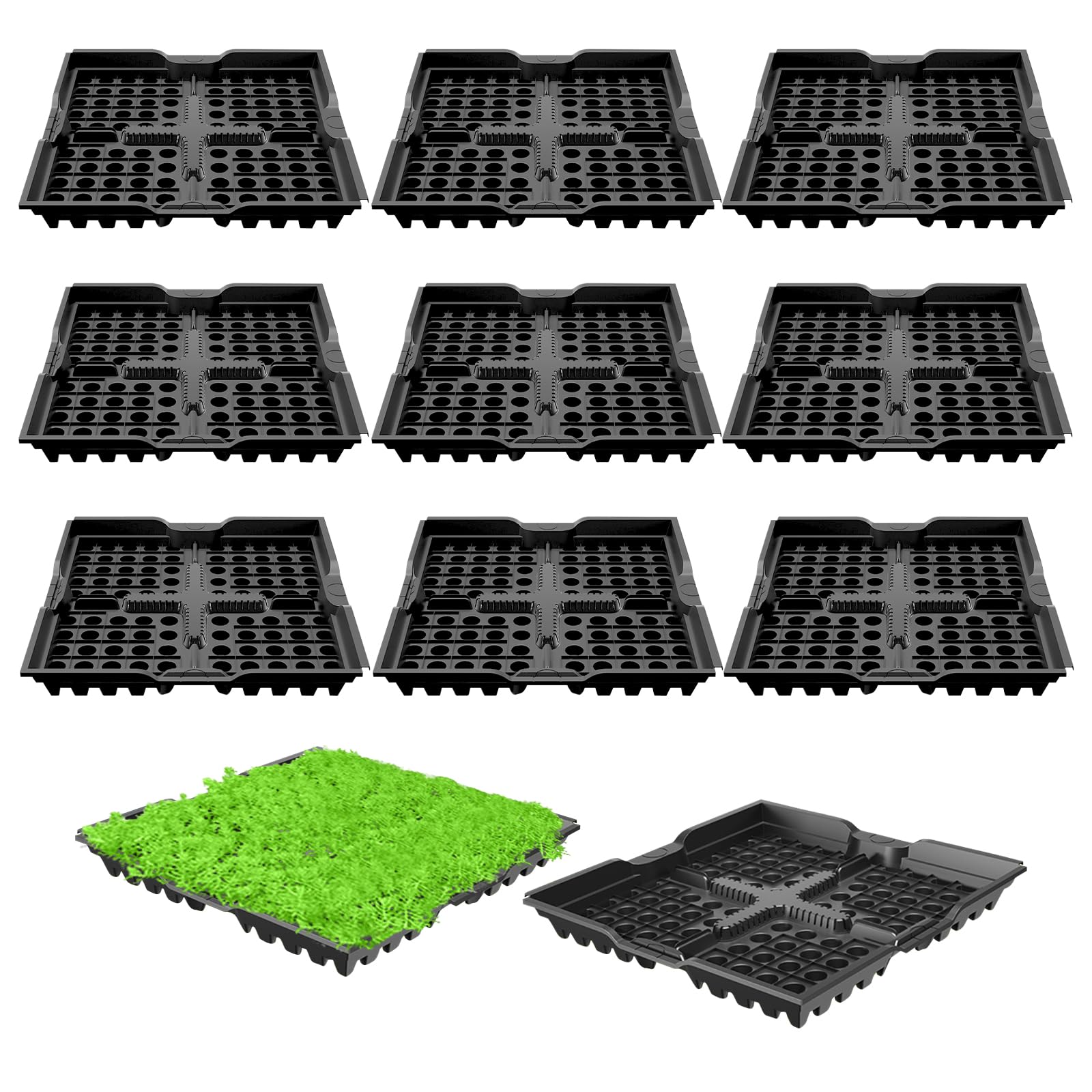 Pflanzen Anzuchtschalen, Profi Gärtnerbox Pflanzschale Pikierschale 4/10 Stück Pflanzschalen für Anzucht 50X50X7CM Treibhaus Anzuchtschale für Pflanzen,Kräutern,Blumen,Gemüse und Obst (10)
