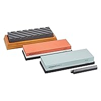 Vista 8 de Yaxa Basics Whetstone - Afilador de cuchillos de piedra húmeda de doble cara grano 400/1000 con antideslizante, 1 pieza, base de bambú, negro