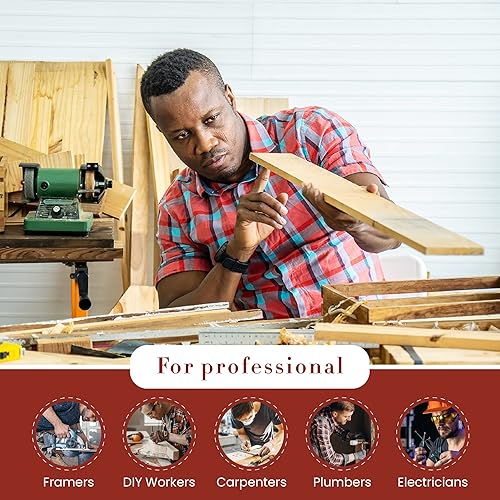 Miniatura 6 de Style N Craft Alicates de 4 bolsillos, martillo, lápices y soporte para cinta, bolsa de herramientas de cuero de grano completo, soporte para