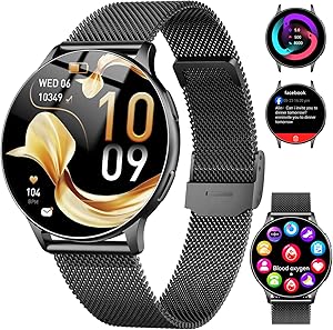 Montre Connectée Femme avec Appel Bluetooth, 1.32″ Smartwatch avec Fréquence Cardiaque/SpO2/Sommeil Montre, 120+ Mode Sportifs Montre, IP68 étanche Fitness Podomètre Compatible pour Android iOS