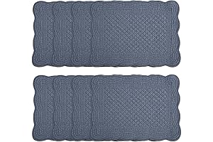 Cotton Placemats Set of 8, Quilted Rectangular Placemats for Kitchen Table, 100%...