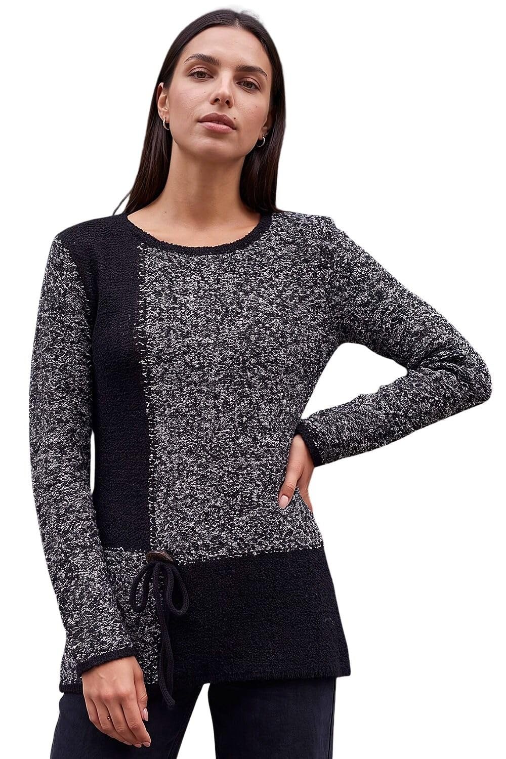 Roman Originals Textured Button Detail Knit Jumper for Women UK - Ladies Everyday Autumn Winter Round Neckline Comfy Soft Evening Vacation Work Party Night Out