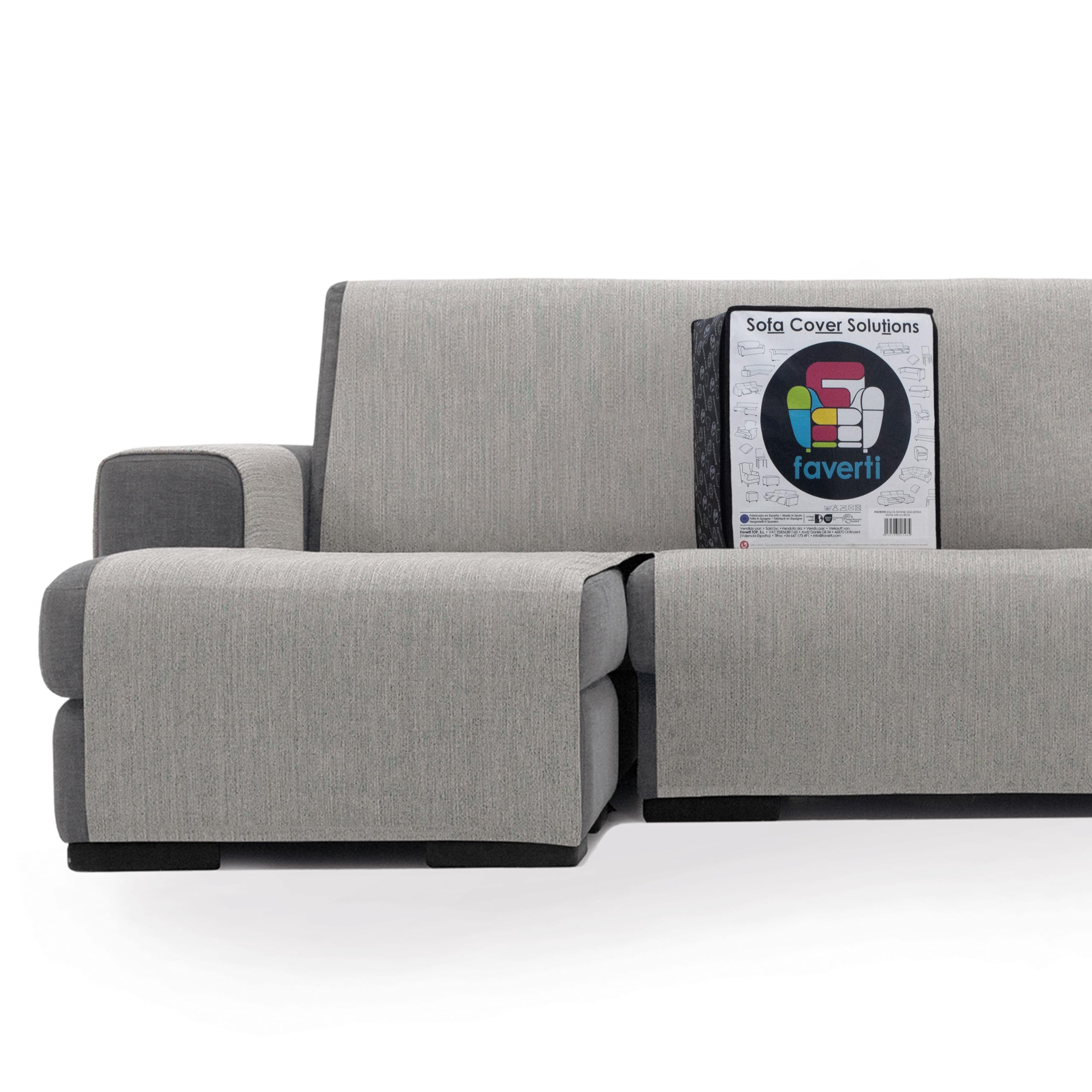 Cubre Chaise Longue Brazo Izquierdo 240 (Visto de Frente) | Modelo DAIMUS | Súper Fresco y Resistente para Mascotas, Hecho en españa con Material Reciclado | Protector Chaise Gris Claro