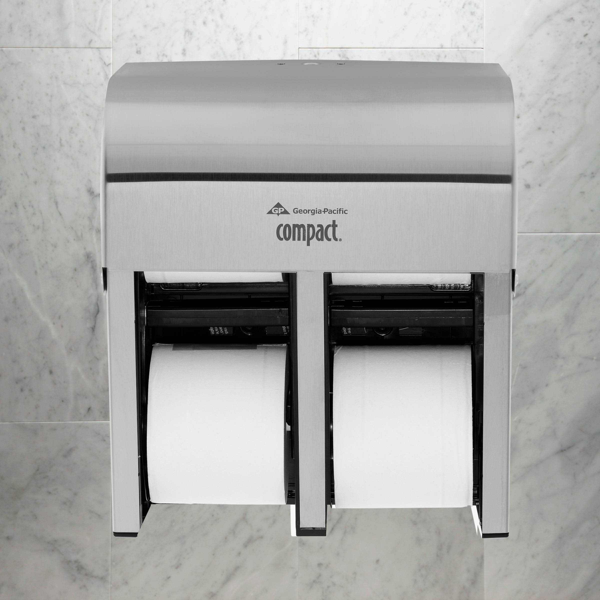Compact 4Roll Quad Coreless HighCapacity Toilet Paper Dispenser by GP