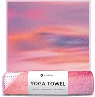 EUNZEL Non-Slip Hot Yoga Towel with Grip Dots - Super Absorbent Microfiber Mat Cover 72x24 Sunset Print for Pilates & Workouts