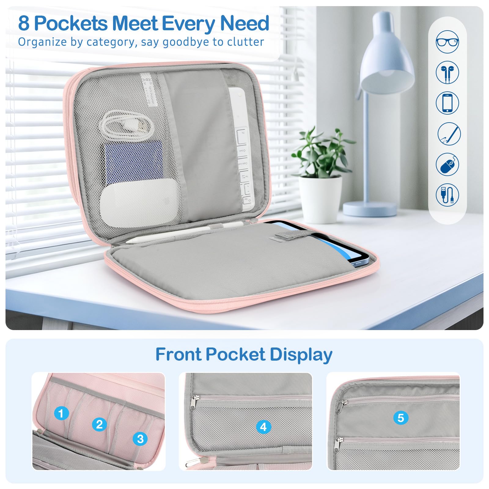 Dadanism 9-11 Inch Tablet Sleeve Carrying Case with Handle & Multi-Pocket