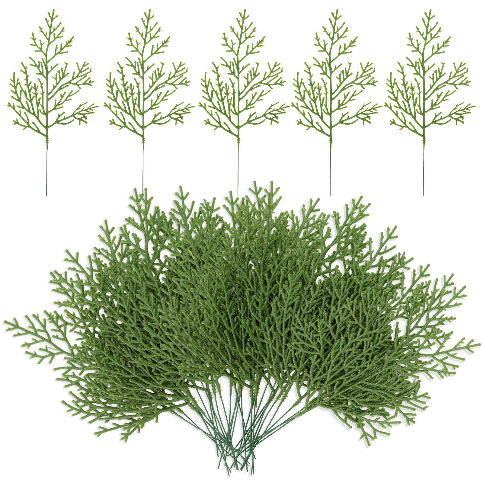 ZYP 40Pcs Artificial Pine Needles Branch,Christmas Faux Pine Needle,Artificial Faux Cedar Branch,Fake Greenery Pine Picks for Craft DIY Christmas Embellishing and Home Garden Decoration