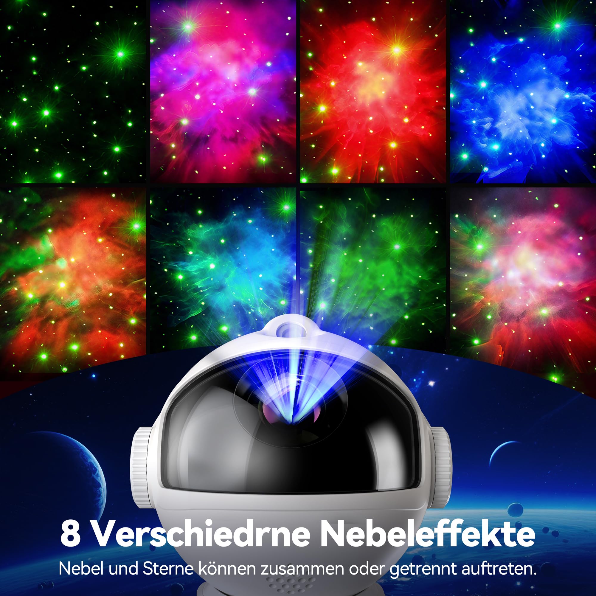 TechRise Astronaut Sternenhimmel Projektor, Astronaut Projektor, LED Weltraum Lichtprojektor Lampe, Nachtlicht Sternenhimmel, Mit Timer & Fernbedienung, Geschenk für Kinder und Erwachsene