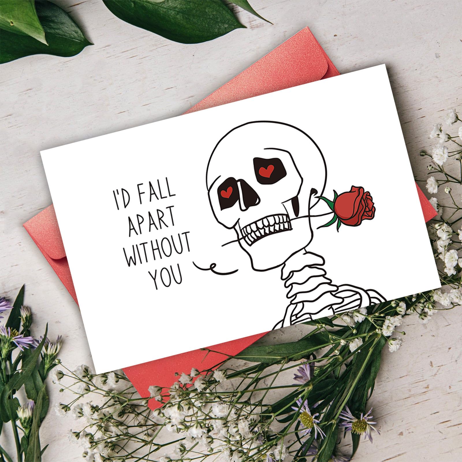 Hvdler Gotische Valentinstagskarte – Schmutziges Skelett-Design Mit Spruch 'Let’s Bone', Für Ehemann/Ehefrau, 24x16 Cm