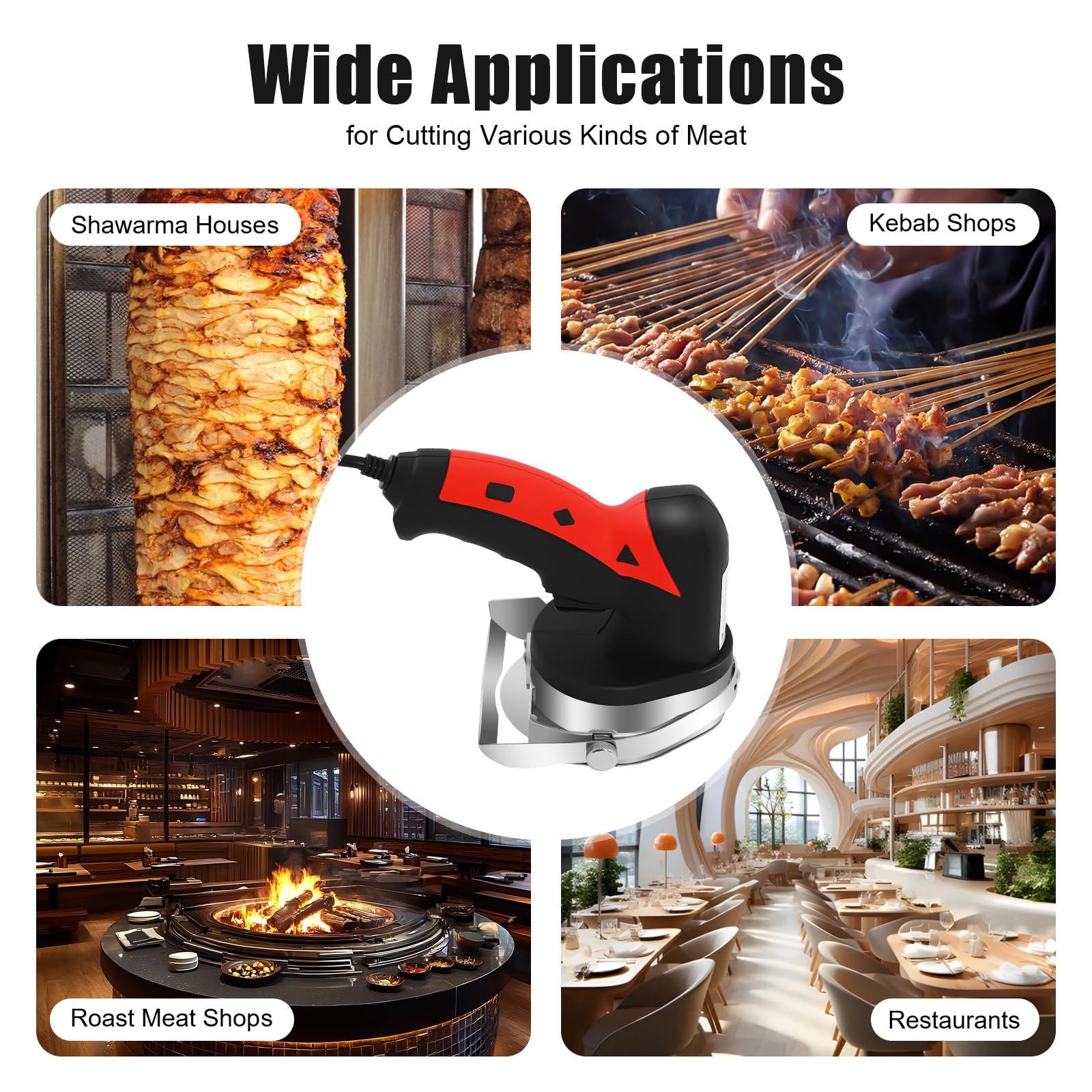 SHZICMY Coltello elettrico per kebab da 80 W elettrico per kebab, coltello da giroscopio 3000 giri/min