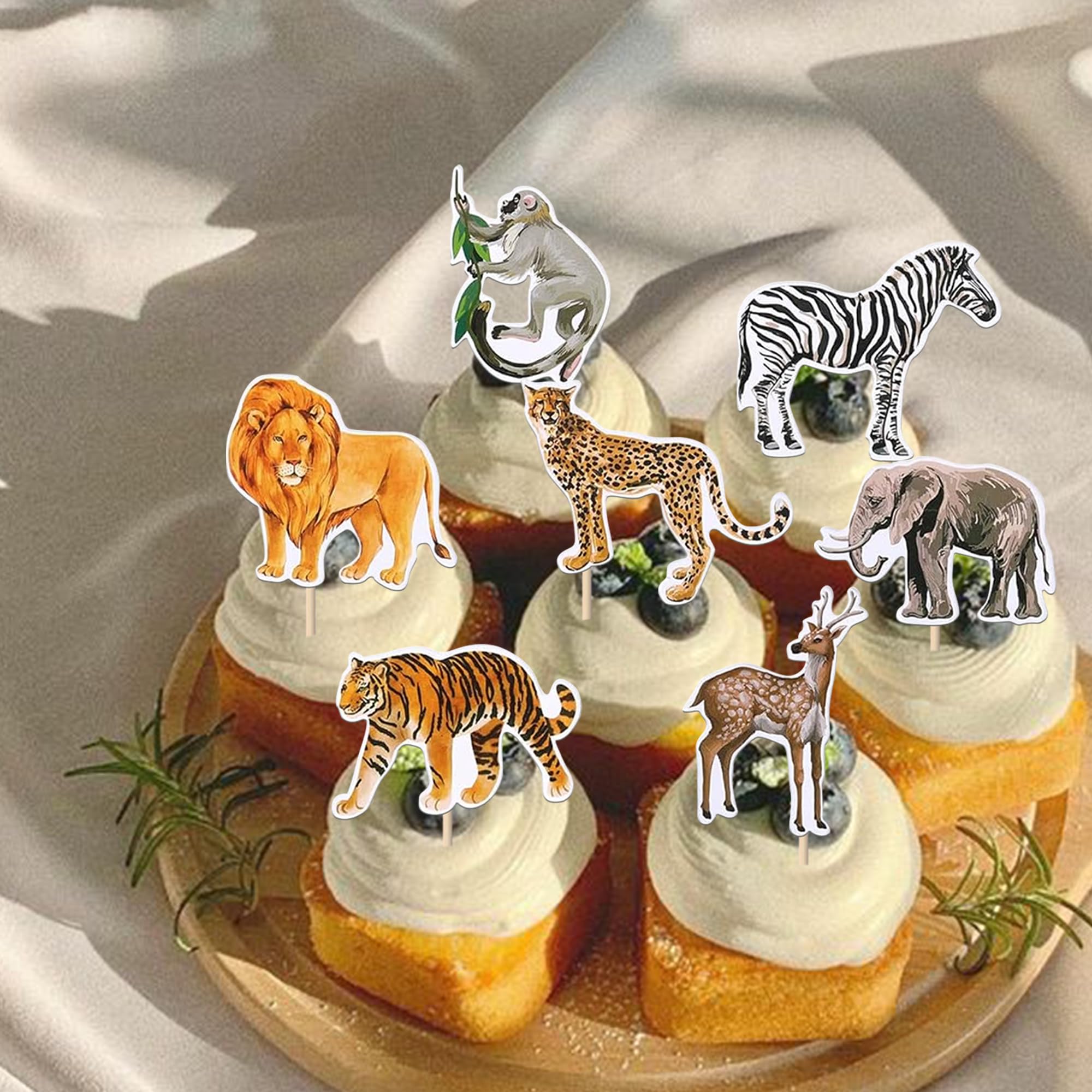 カップケーキ  置物　巣箱 Amazon.co.jp: ジャングルアニマルズ カップケーキトッパー ヤシの葉