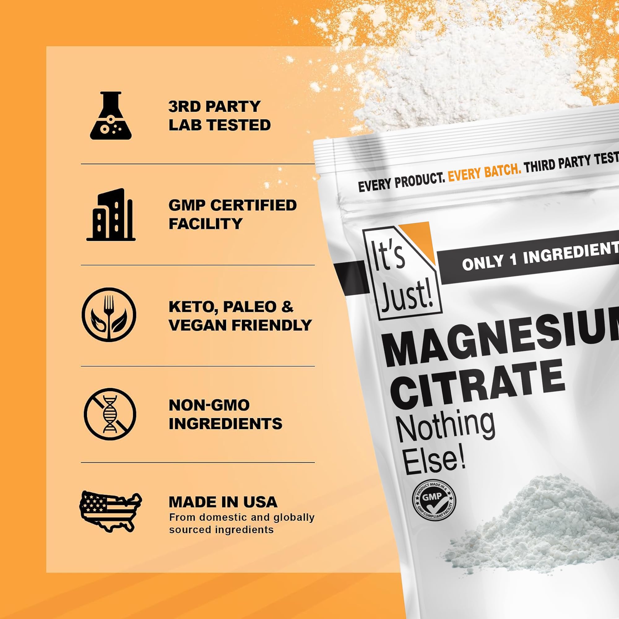 It's Just - Magnesium Citrate Powder, 15oz / 129 Servings, Unflavored — Amazon image 5
