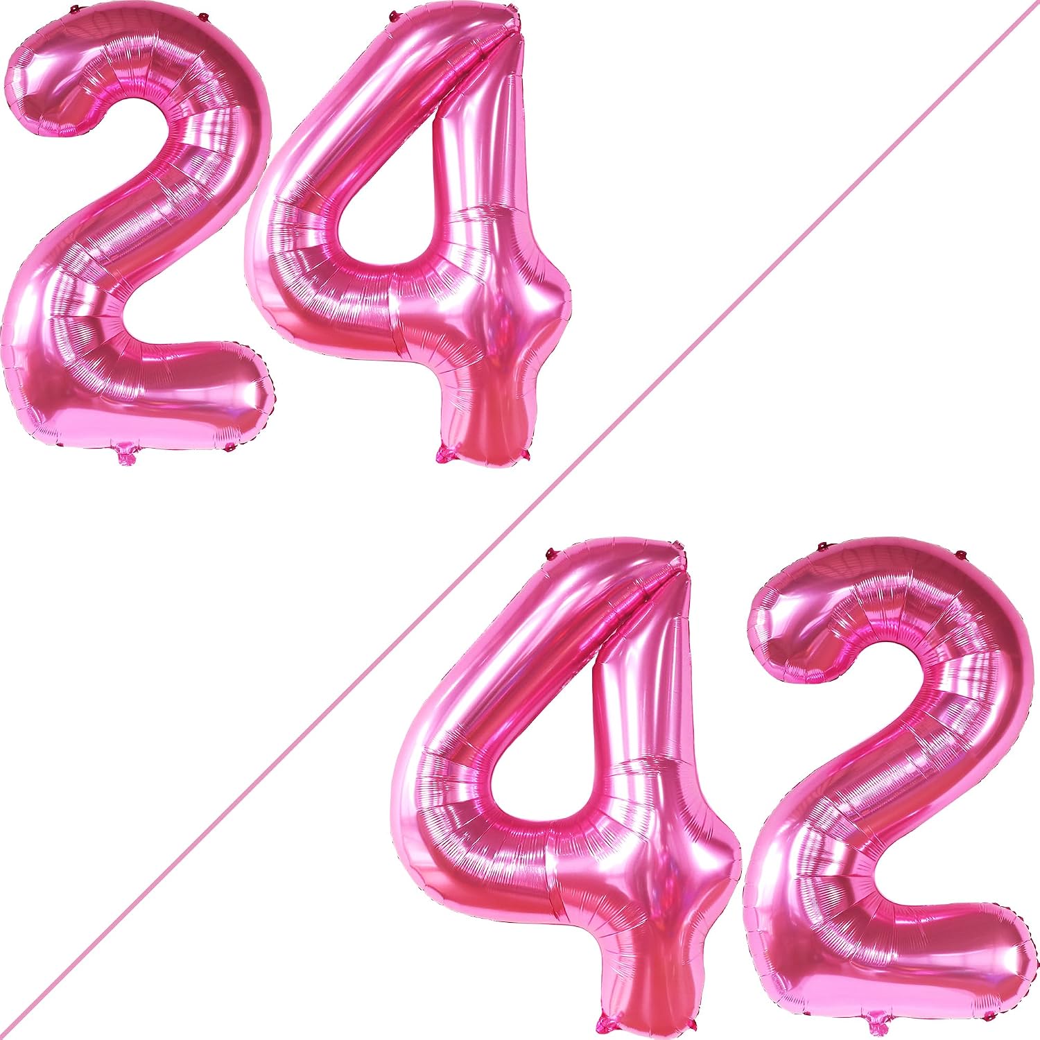 KatchOn, Huge Hot Pink 24 Balloon Numbers - 40 Inch | Hot Pink 24 Balloons, 24 Birthday Decorations For Women | 24 Birthday Balloons, Hot Pink Number Balloons | Hot Pink 24th Anniversary Decorations