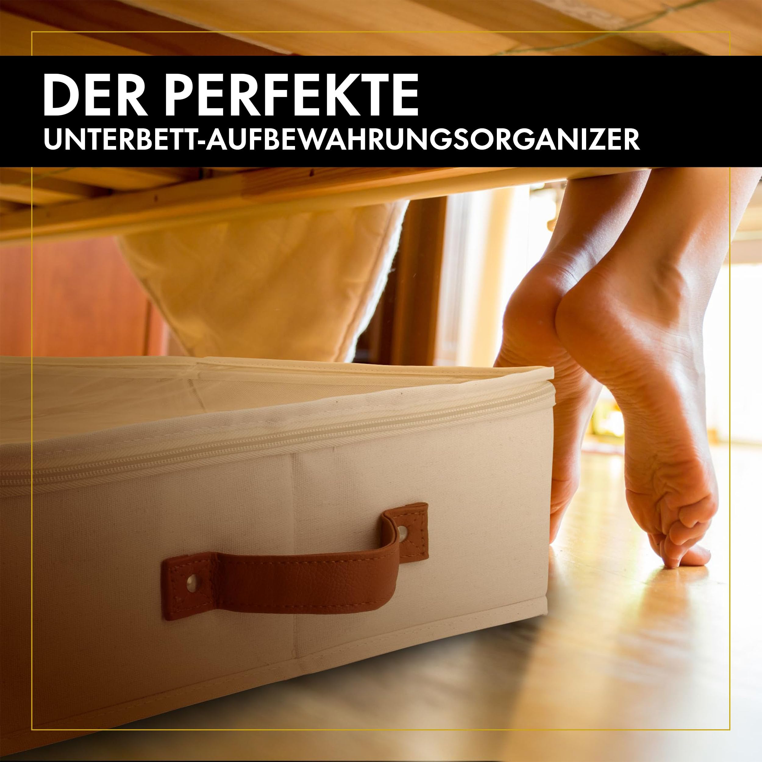 HOMELUX THEORY Unterbett-Aufbewahrungsbehälter, Schlafzimmer unter dem Bett, Schublade, Organizer mit Behältern und Deckeln, mittlere Unterbett-Kleidung, ideal für Decke, Stoff und Schuhe, Elfenbein,