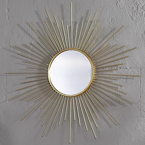 Espejo grande dorado de 24 pulgadas, espejos de metal Starburst, espejo solar moderno de mediados de siglo, decoración de pared para sala de estar,