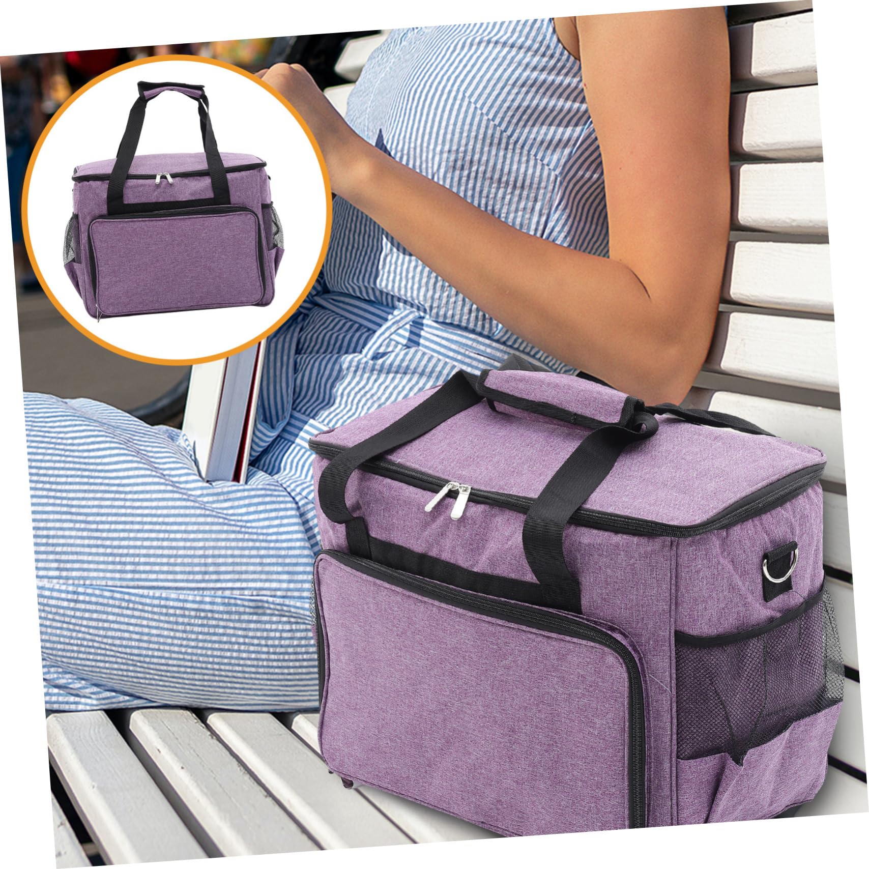TEHAUX Sewing Machine Carrying Case Compact Storage Bag for Oxford Fabric Travel Sewing Machines