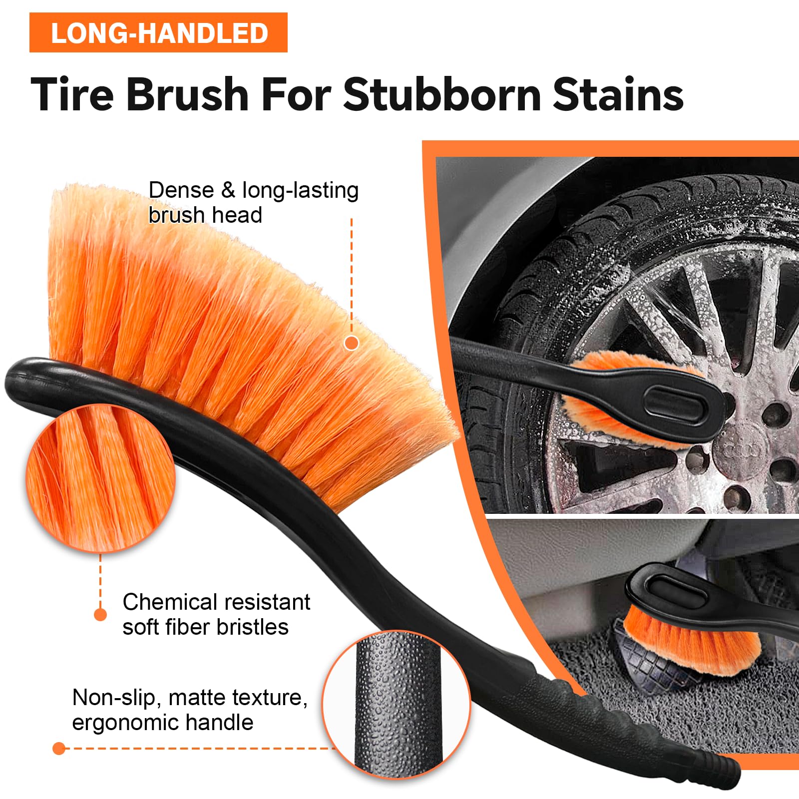 ARTIPOLY Kit De Nettoyage De Voiture De 1,2 à 3,7 M, Le Kit De Lavage Ultime Pour Camping-car, Camion Avec Brosse De Lavage Douce, Brosse à Pneus