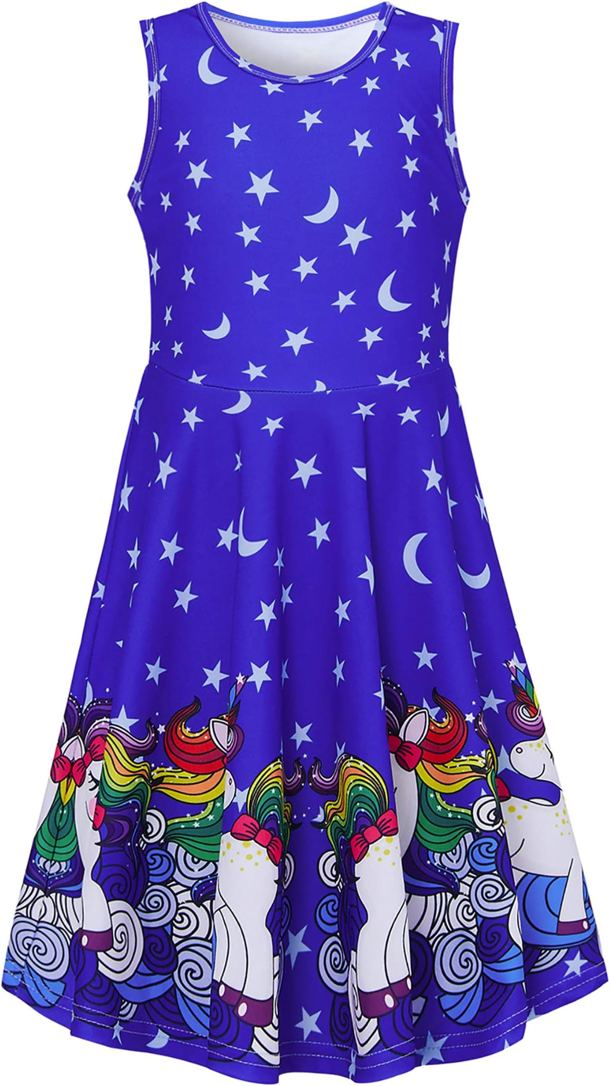 Girl Sleeveless Dress Colorful Print Adorable Tunic Summer Swing Skirt Toddler Casual/Party Sundress 4-13 Years