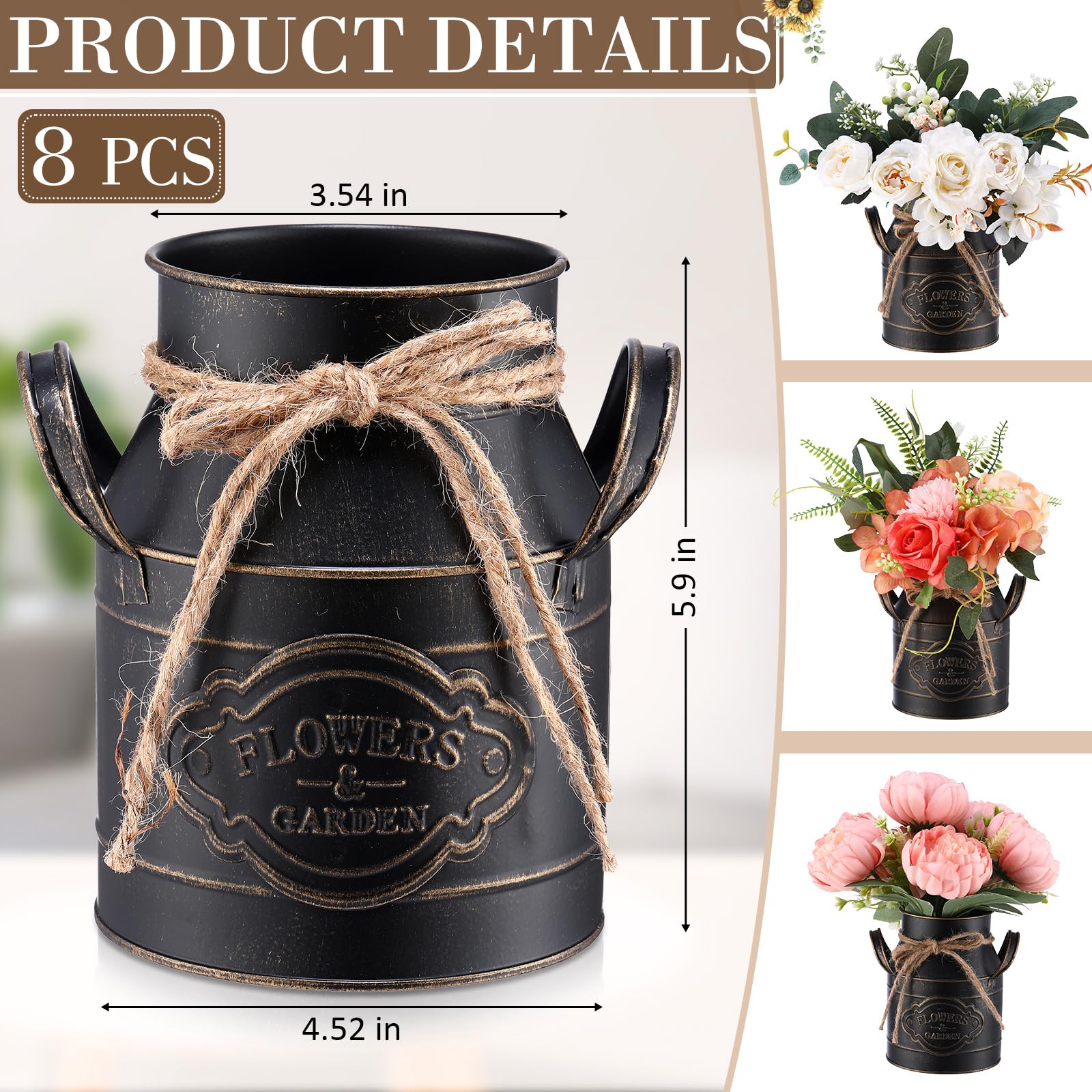 Amazon.com: 6 Inch Farmhouse Vase Decor Milk Can Vintage