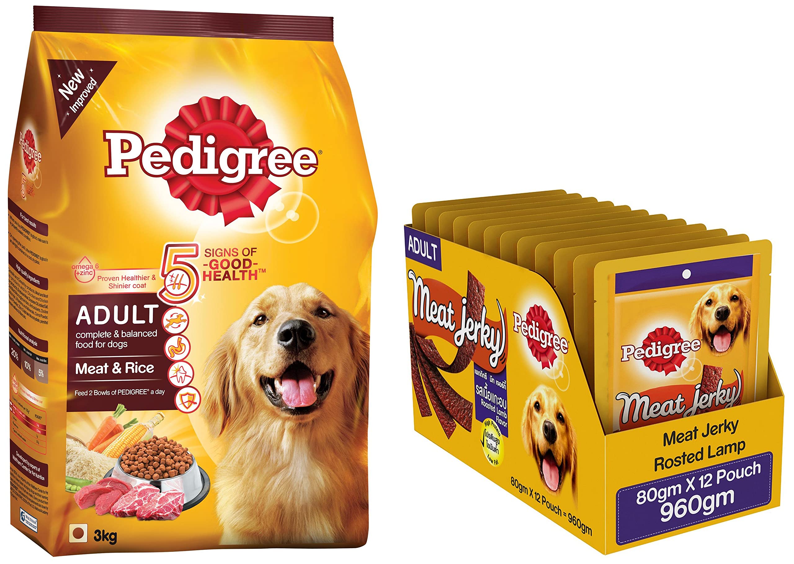 Pedigree Adult Dry Dog Food, Meat & Rice, 3kg Pack & Adult Dog Treat Sticks Meat Jerky Stix, Roasted Lamb, 12 Packs (12 x 80g) (B09VH8RFQC) Amazon Price History, Amazon Price Tracker