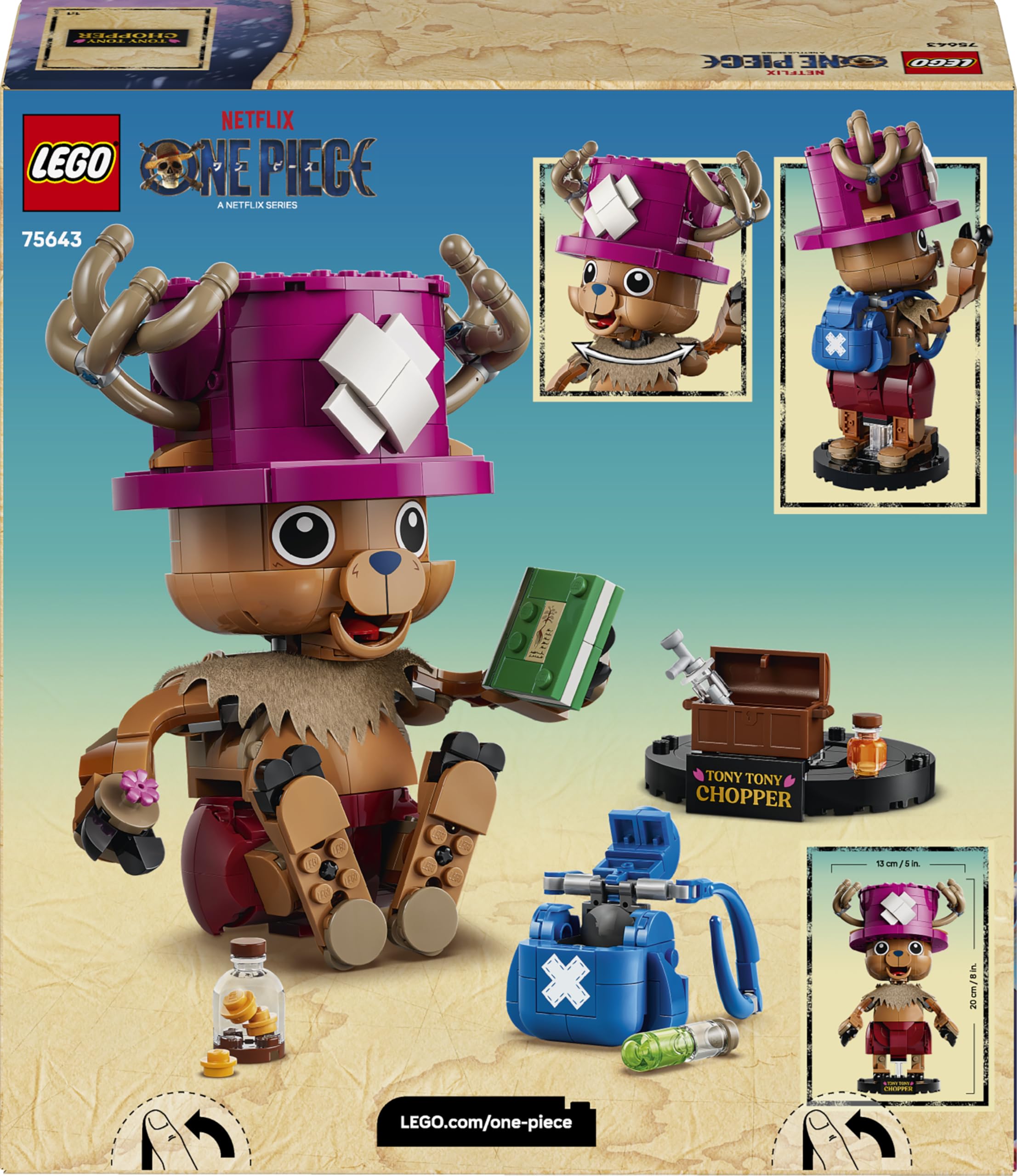 LEGO ONE PIECE Tony Tony Chopper - Sammelfigur mit Zubehör inkl. Rumble Ball - Niedliche DIY Deko für Schreibtisch oder Schlafzimmer - Geschenk für Jungen, Mädchen und Fans ab 9 Jahren - 75643