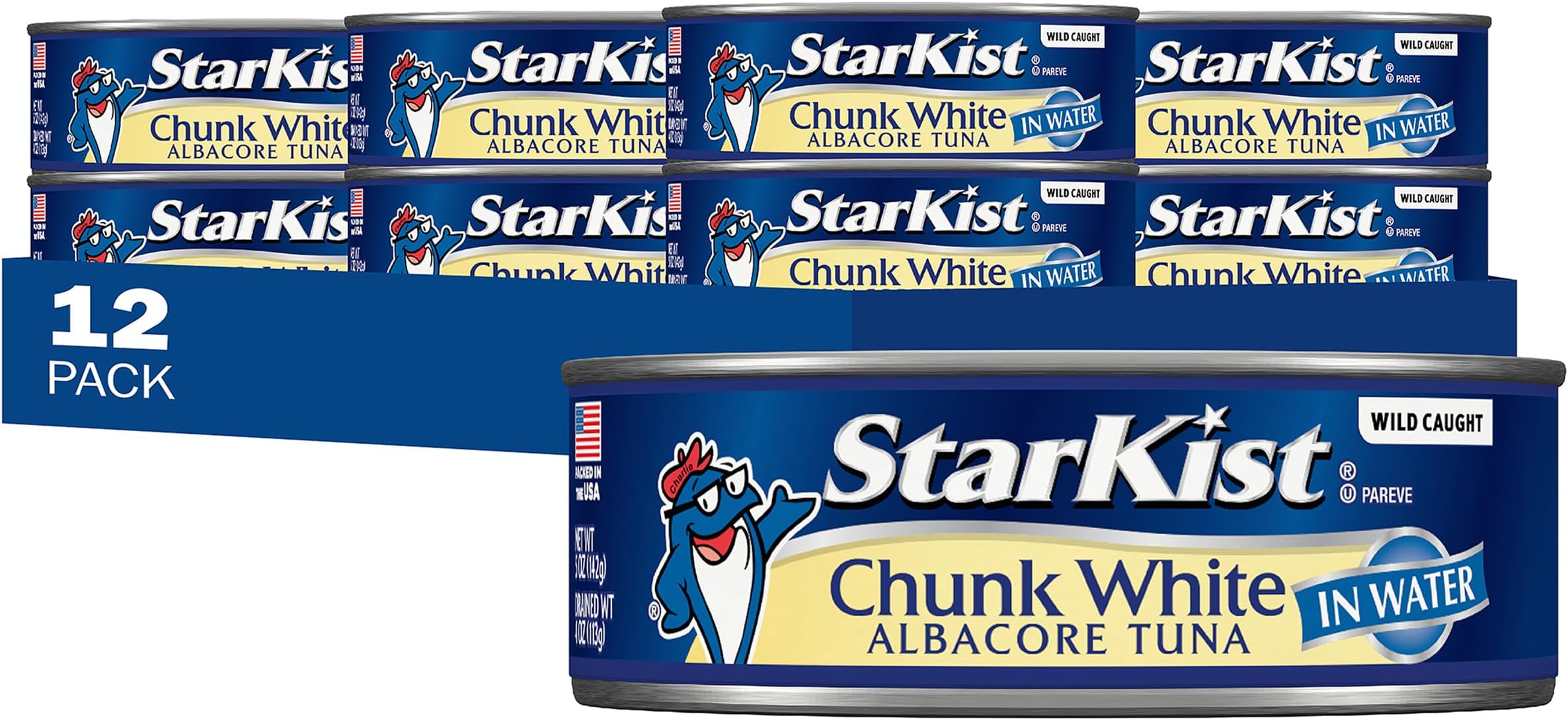 StarKist Chunk White Albacore Tuna in Water (Pack of 12), 5 Ounce Cans - Wild Caught, High Protein Tuna Fish Canned in Water, Premium Quality Seafood - Keto Friendly & Gluten-Free - Dolphin Safe