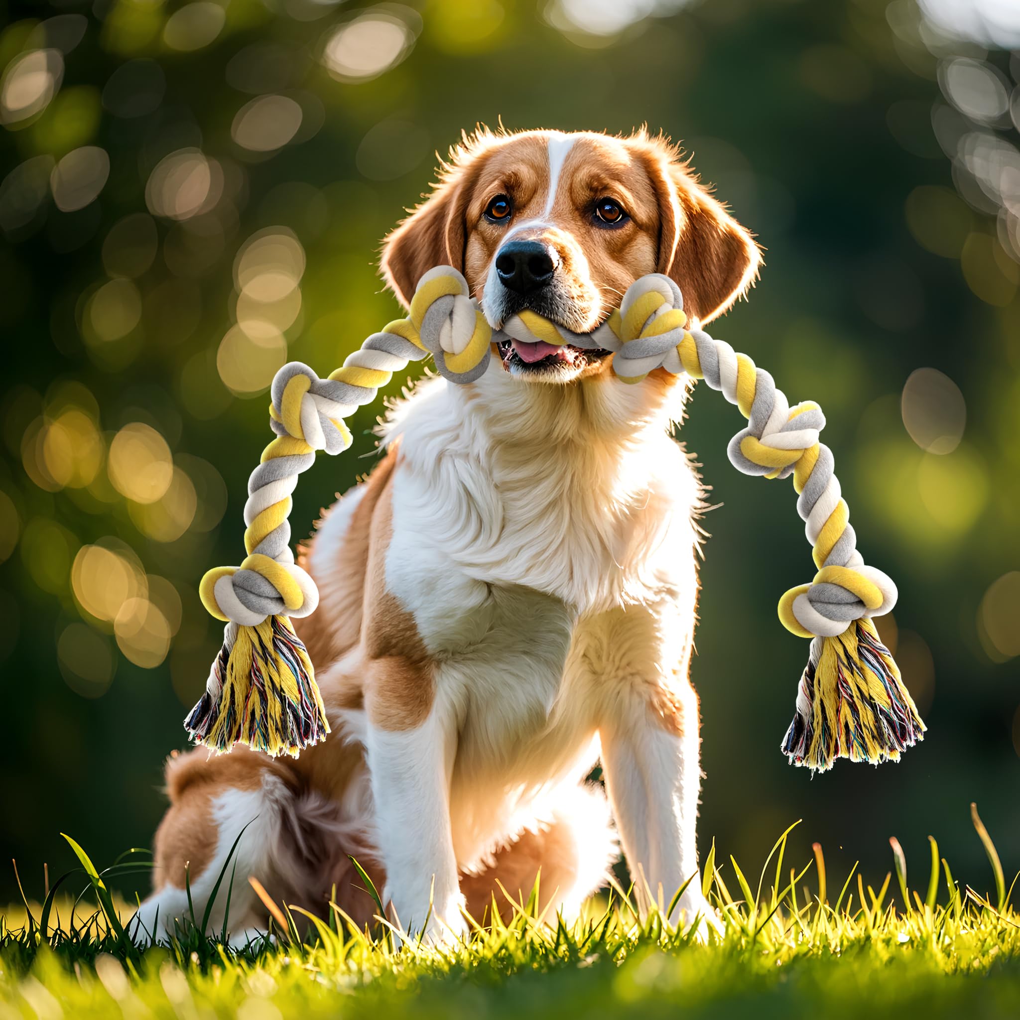 Norvy XXL 6-Knot Dog Rope Toy for Large Dogs Aggressive Chewers 100cm Long Heavy Duty Rope Toy Almost Indestructible Dog Tug Toy Puppy Cotton - Image 4